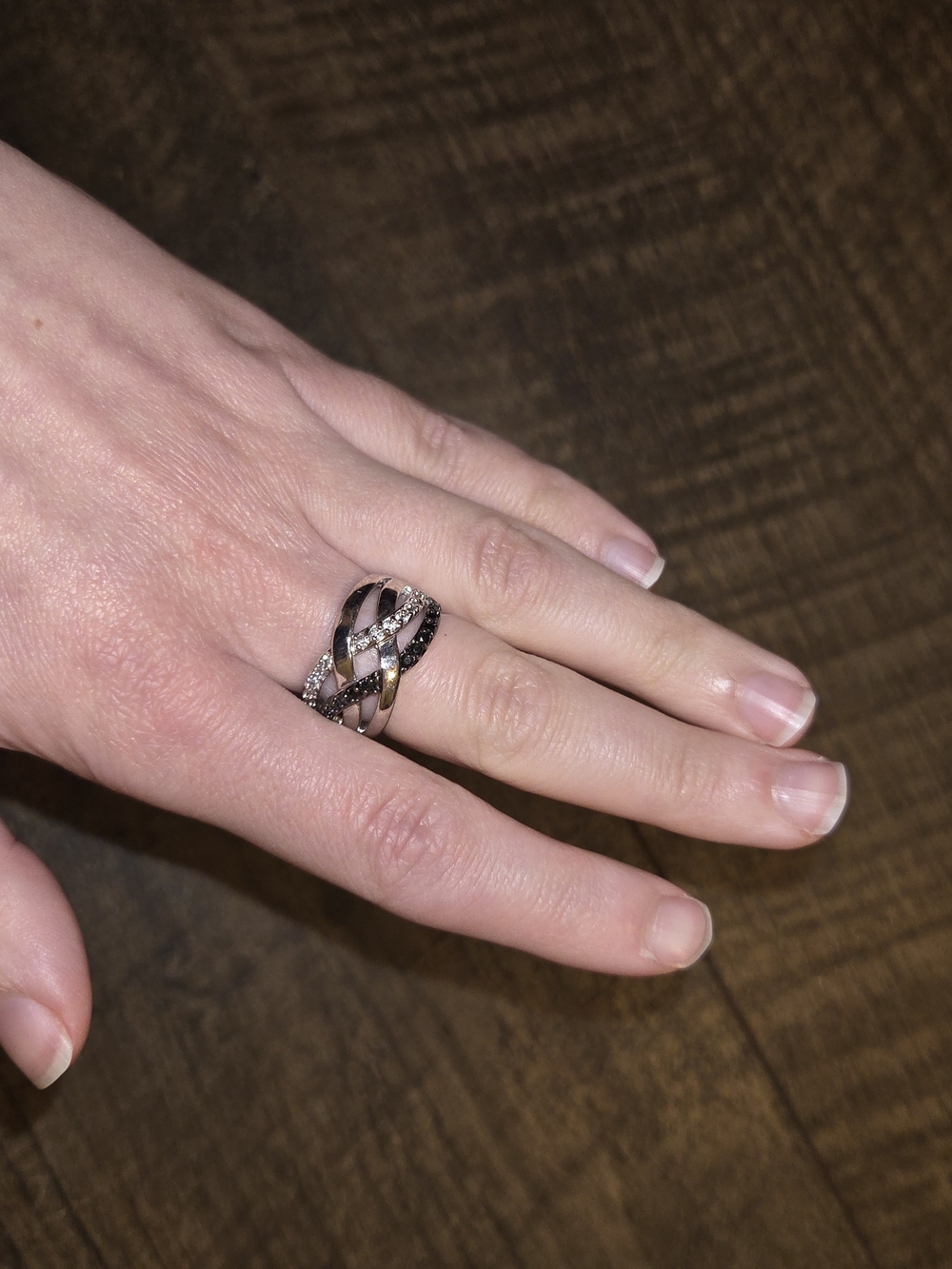 Interwoven Crystal & Black Accent Ring - Women Jewelry